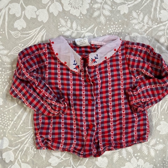 Vintage OshKosh B’Gosh 24 month Overalls and Shirt Union USA Valentines - Picture 6 of 12